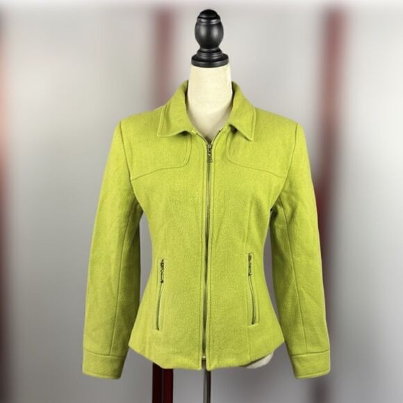Vintage Jordan & Cole Wool Blend Yellowish/Green Colored Coat (Size: Med) - Picture 1 of 13